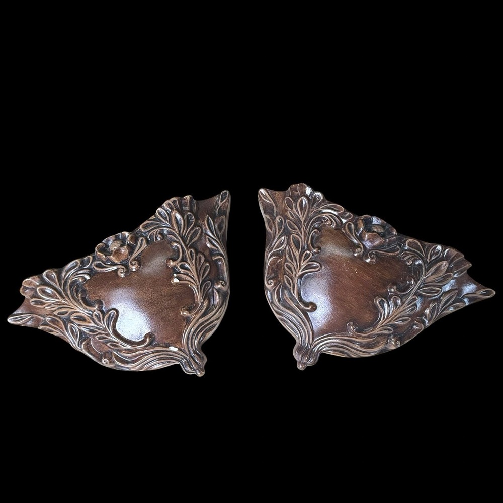 Arnels Ceramic Wall Pocket Pair Art Nouveau Floral Hollywood Regency Style 70s